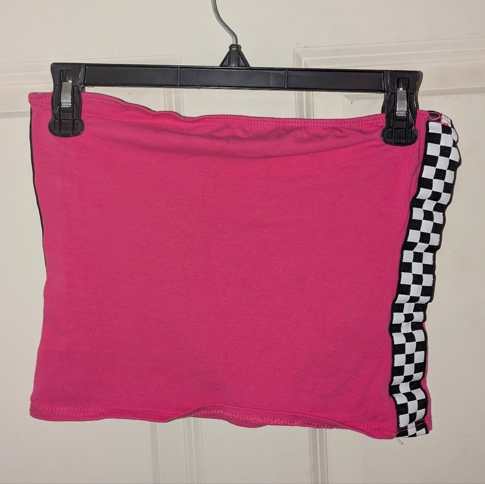 Riot Queen Hot Pink Halter Crop Top Women's Medium Racing Goth
